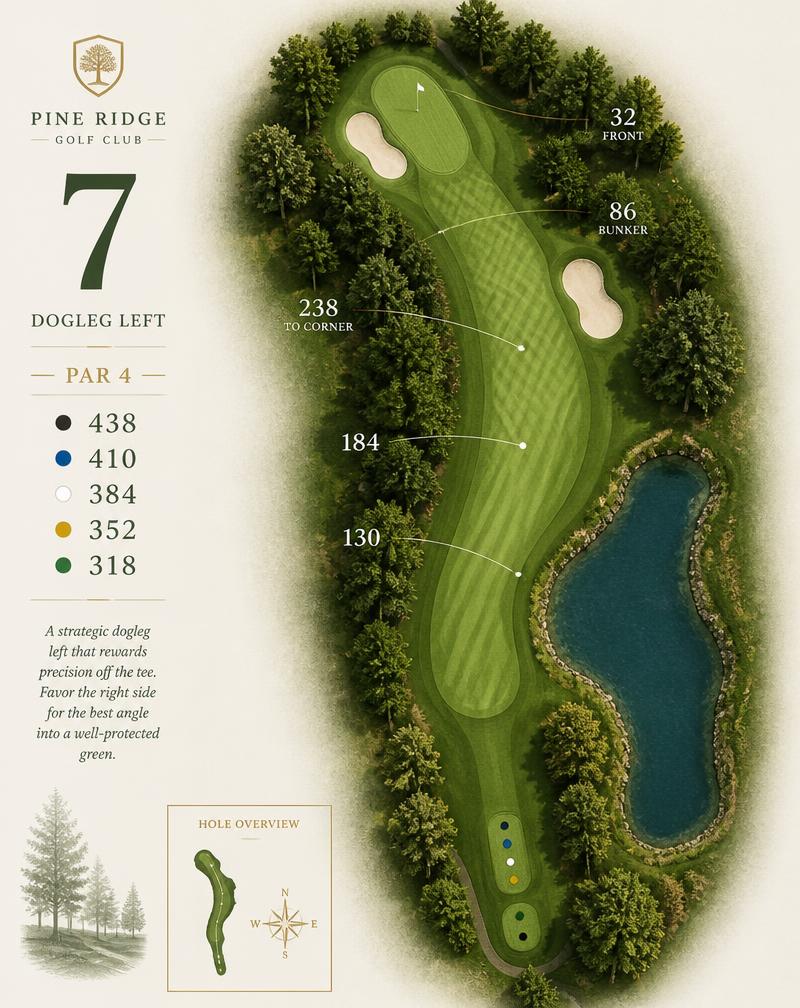 Par 4 med vattenhinder som klassisk banguide och som ombyggd banguide