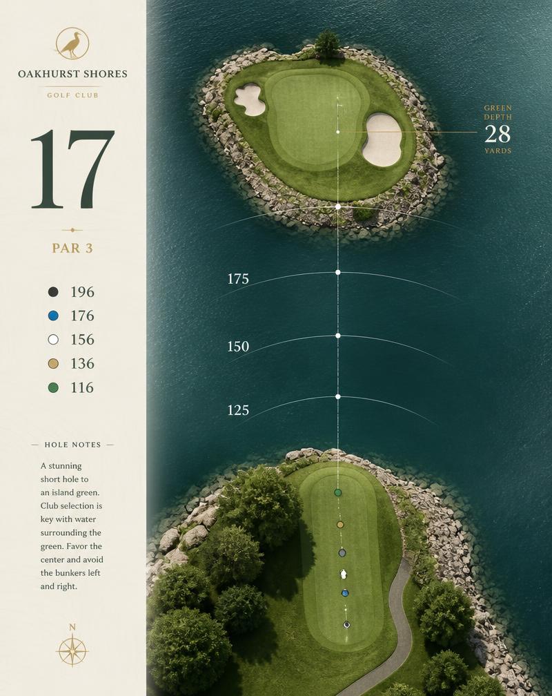 Kort par 3 mot ögreen som klassisk banguide och som ombyggd banguide